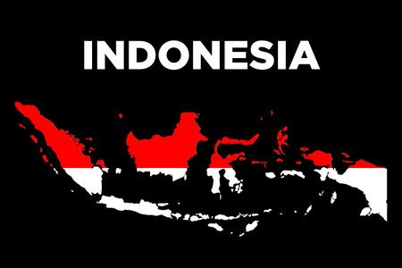 Indonesia map and flag in white backgroundのイラスト素材