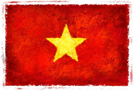 Drawing of the flag of Vietnamの写真素材