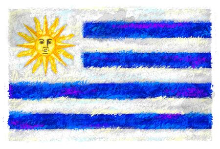 Drawing of the flag of Uruguayの写真素材