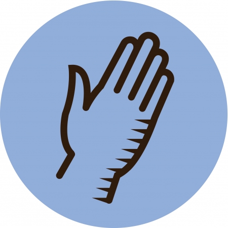 Illustration of a hand on a blue backgroundの写真素材