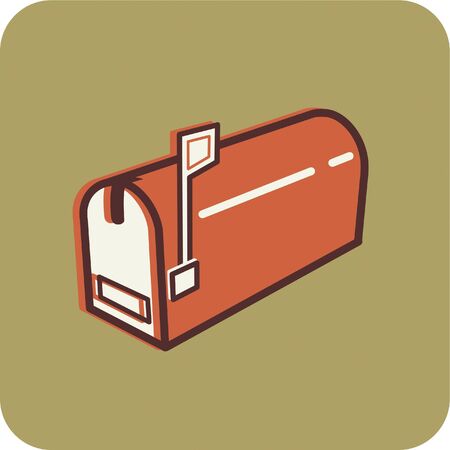 Illustration of a mail box on a green backgroundの写真素材