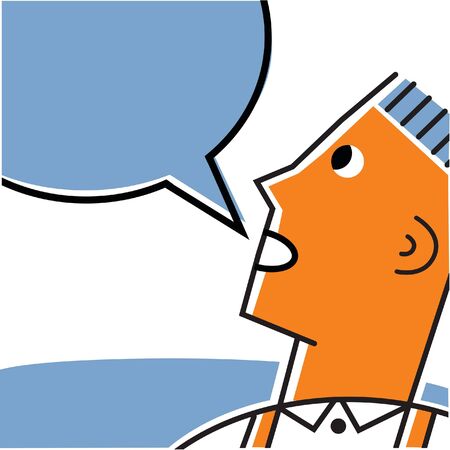 Boy with speech bubbleの写真素材