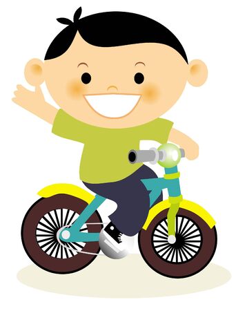 A young boy riding a bicycleの写真素材