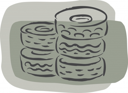 A pile of discarded tiresの写真素材