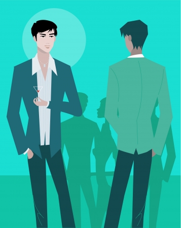 Men at a party; one holding a martini glassの写真素材