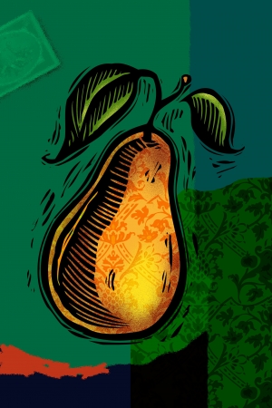 A decorative pear collageの写真素材