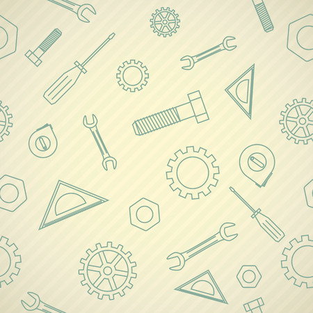 Seamless pattern with thin icons on mechanics themeのイラスト素材