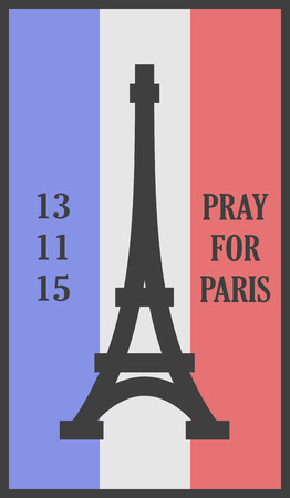 Paris tower on france flag in background  with pray for paris words and date of black friday - Vector illustrationのイラスト素材