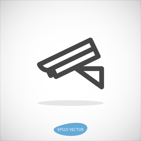 Security Camera Icon - Isolated Vector Illustration. Simplified line design.のイラスト素材