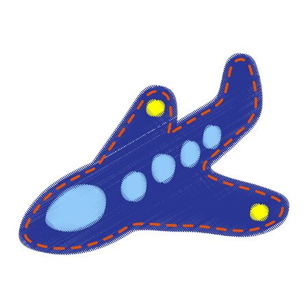 Patch for kids - aircraft. Blue denim fabric.のイラスト素材