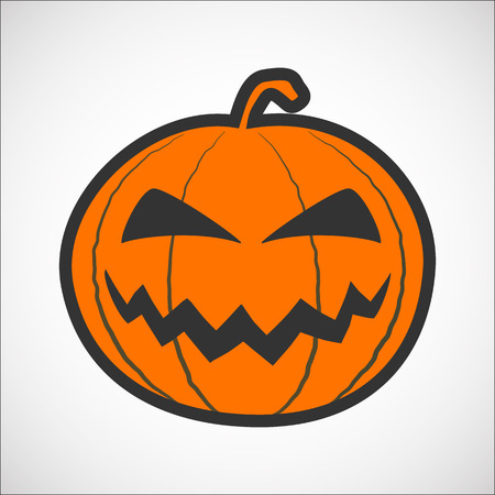 Halloween pumpkin color icon, pumpkin sticker for the Happy Halloween holiday. Isolated vector illustrationon on white background.のイラスト素材