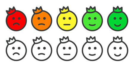 Emoji prince icons for rate of satisfaction levelのイラスト素材