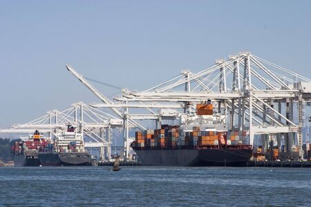 Cargo ships at dock.の写真素材