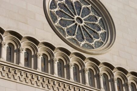 The detailed facade of a church.の写真素材