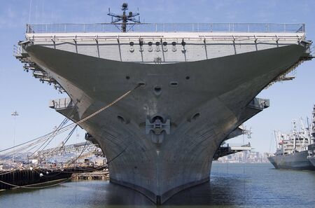 The bow of the aircraft carrier intrepid, docked at Alameda California.の写真素材