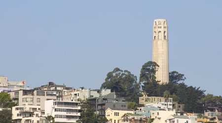 San Francisco's Coit Tower on Telegraph Hill.の写真素材