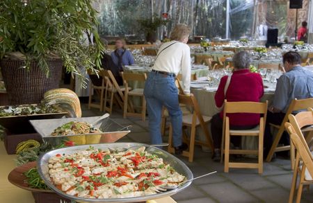 The focus is on the food in the forground.