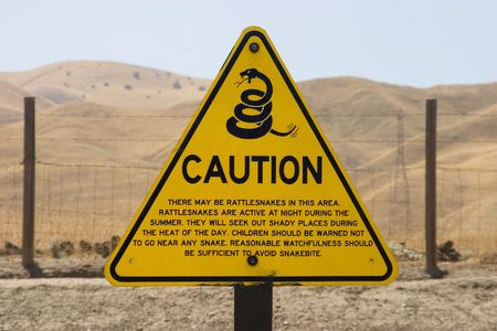 A rattlesnake warning sign.の写真素材