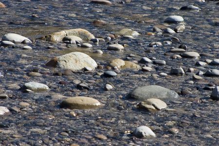 The polished stones of a stream.