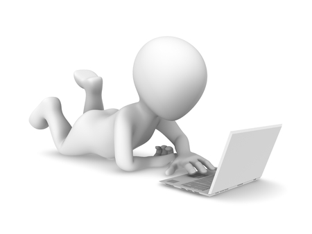 3d human with laptopの写真素材