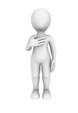 3d man listens to the anthem.の写真素材