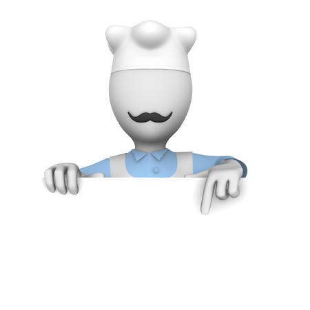 3d cooking chef with blank billboard.の写真素材
