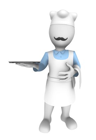 3d cooking chef with empty dishの写真素材
