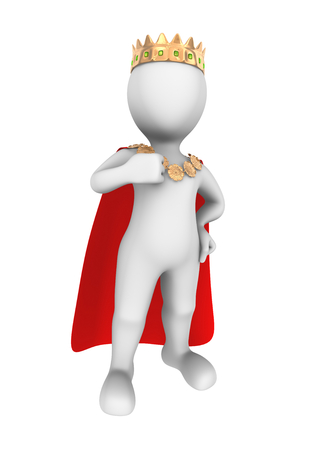 3d king with gold crown.の写真素材