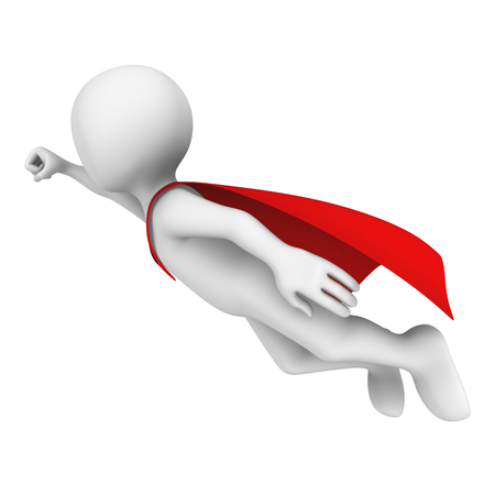 3d super man flying in the skyの写真素材