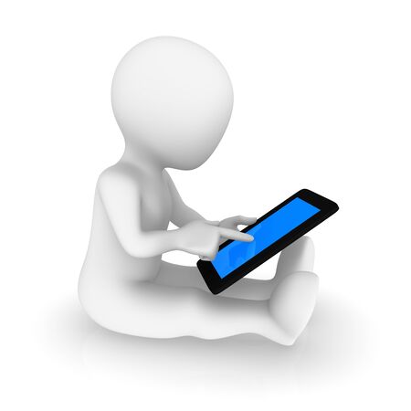 3d man with tablet pc.の写真素材