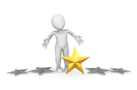 3d small people. Loser with single star rating.の写真素材