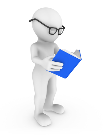 3d rendered white human reading the book. 3d rendered illustration.の写真素材