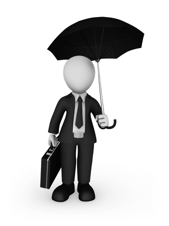 3d businessman with big umbrella in hand. 3d illustration.の写真素材