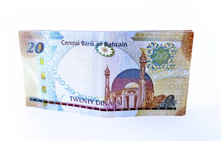 Kingdom of Bahrain currency on white background