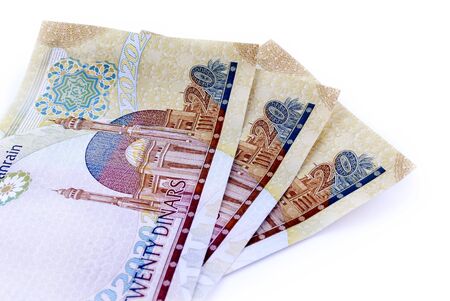 Kingdom of Bahrain currency on white backgroundの写真素材