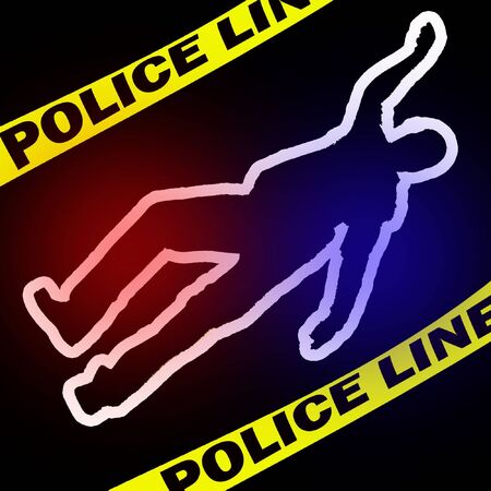 illustration of the crimescene with traced bodyの写真素材