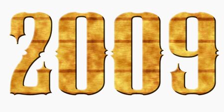 illustration of the wooden 2009 on the whiteの写真素材