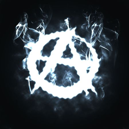 illustration of the anarchy sign in the smokeの写真素材