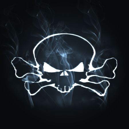 illustration skull and bones in the smokeの写真素材
