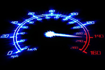 illustration of the speeding car speedometer on the black