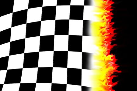 illustration of the burning checkered racing  flagの写真素材
