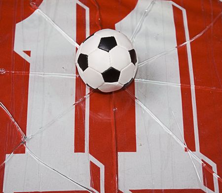 photo of number eleven broken glass and ballの写真素材