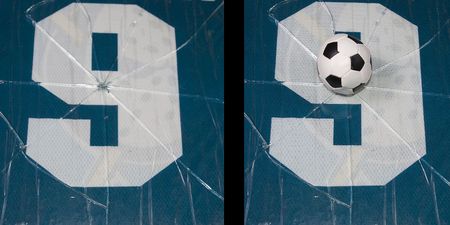 photo number nine broken glass and ballの写真素材