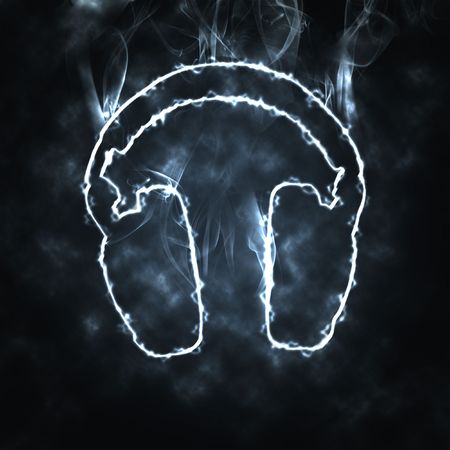 illustration of headphones in the smokeの写真素材