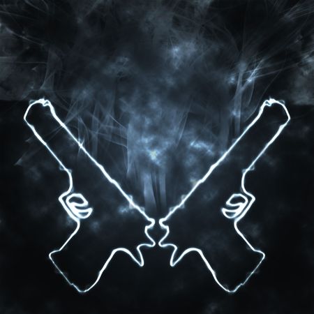 illustration of two guns in the smokeの写真素材