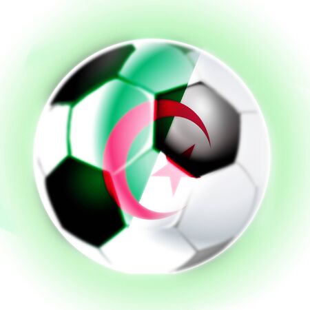 illustration of black and white algeria soccer football ballの写真素材