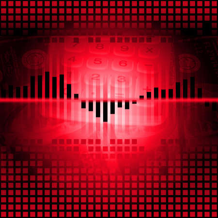 dollar chart and calculator redの写真素材