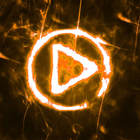 illustration of burning play button in the smokeの写真素材