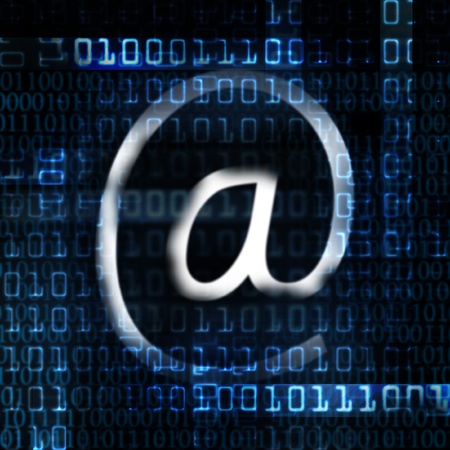 electronic mail and binary code abstract illustrationの写真素材