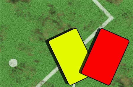 part of soccer football field and cards abstract illustrationの写真素材